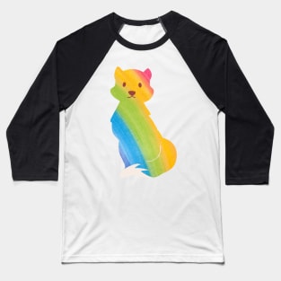 Rainbow fox pattern - Colourful Baseball T-Shirt